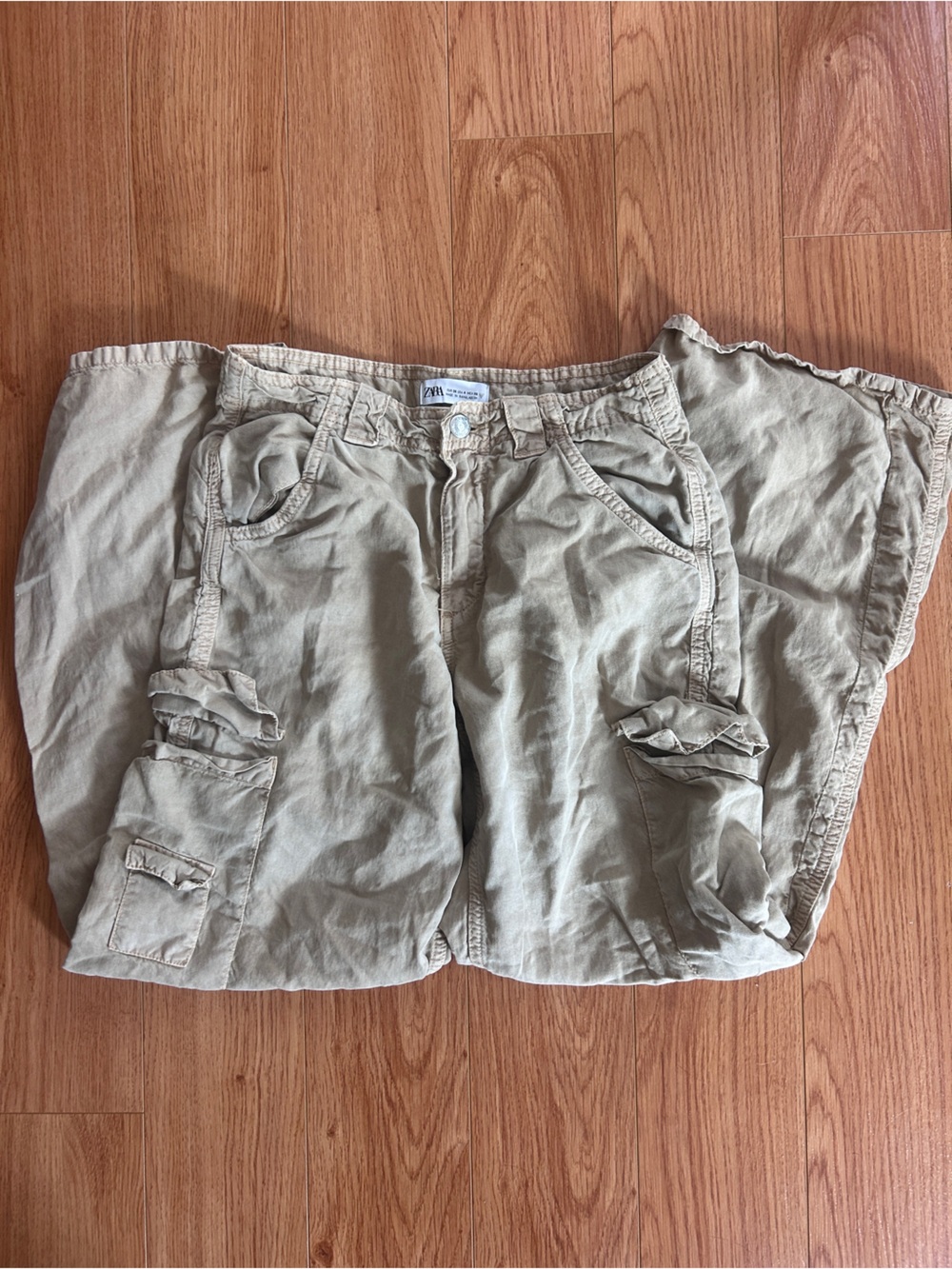 Zara Tan Women’s Cargo Pants with Flap Pocket